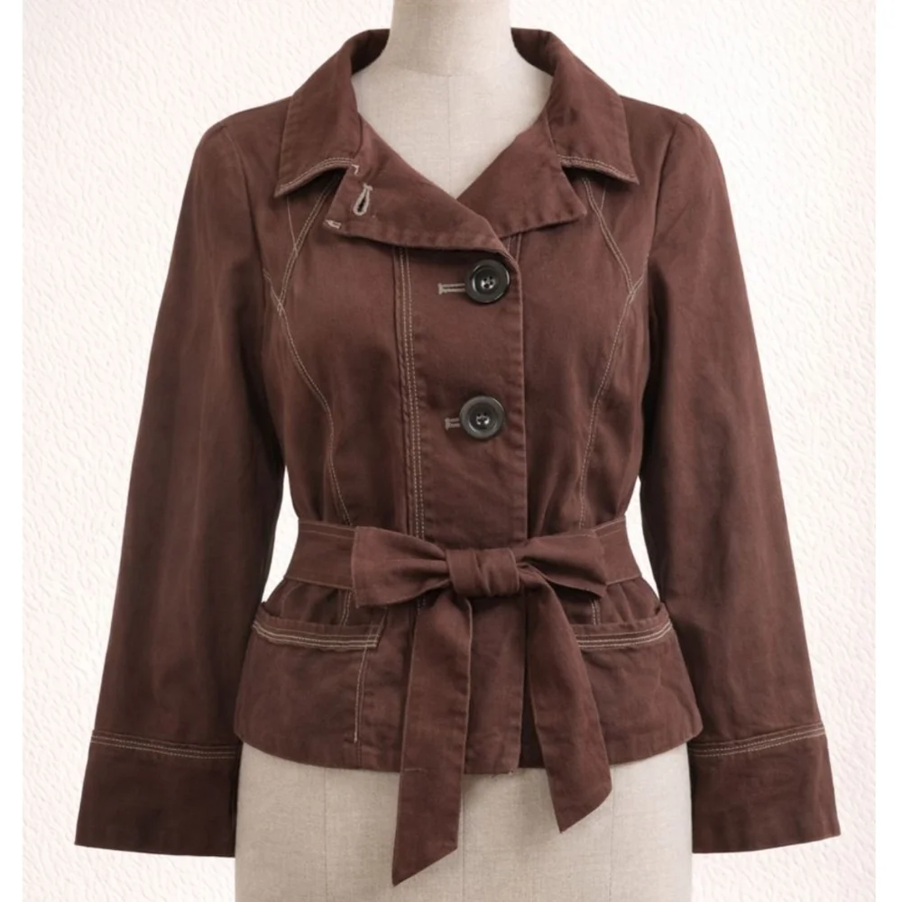 Robert Louis Y2K Chocolate Brown Belted Tench-style Shacket – Size S - Picture 1 of 6